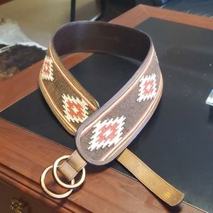 Aztec Print Wide Leather Belt